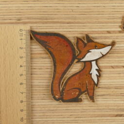Handbemalte Korkapplikation - Fuchs mit Schmetterling – Bild 2