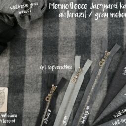 Bio Merinofleece - Kariert anthrazit/grau meliert – Bild 6