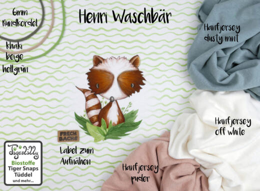 B-Ware: Biojersey - Tigerlilly - Henri Waschbär (Rapport 60cm)
