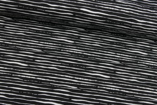 90cm Reststück: Biojersey - Stripes black