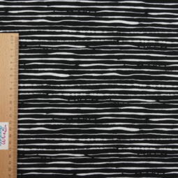 90cm Reststück: Biojersey - Stripes black – Bild 3