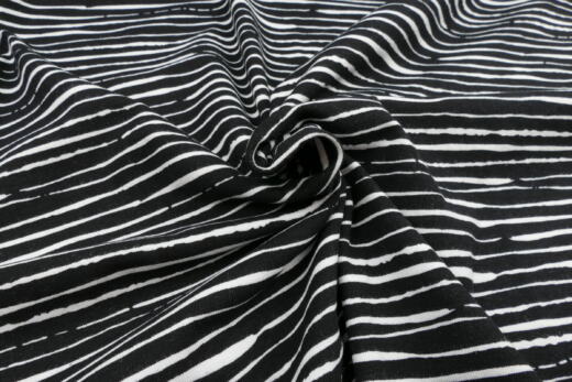 90cm Reststück: Biojersey - Stripes black