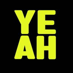 Bügelbild H6 - neongelb reflektierend - "YEAH" (ca. 7,5 x 5,5cm)