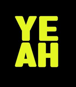 Bügelbild H6 - neongelb reflektierend - "YEAH" (ca. 7,5 x 5,5cm)