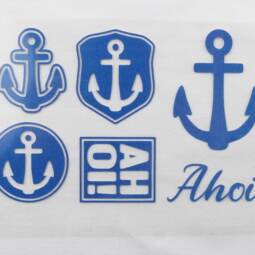 Bügelbilder E13 - blau reflektierend - Ahoi (ca. 13,5 x 8,5cm)