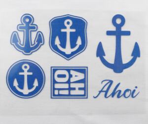 Bügelbilder E13 - blau reflektierend - Ahoi (ca. 13,5 x 8,5cm)