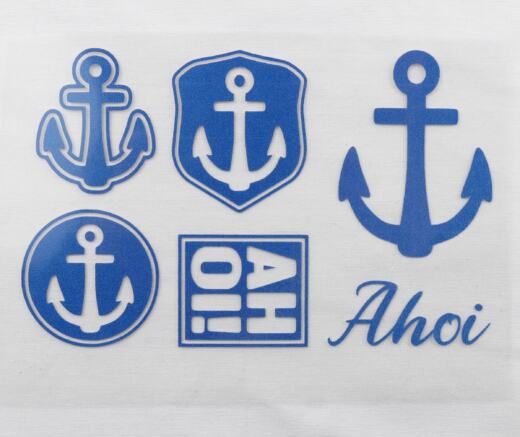 Bügelbilder E13 - blau reflektierend - Ahoi (ca. 13,5 x 8,5cm)
