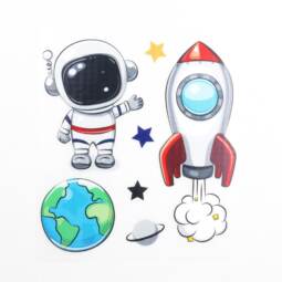 DTF Bügelbilder F12 - Tigerlilly EP - Astronaut und Rakete (ca. 17,5 x 16cm)