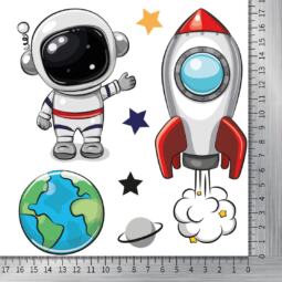 DTF Bügelbilder F12 - Astronaut und Rakete (ca. 17,5 x 16cm) – Bild 2