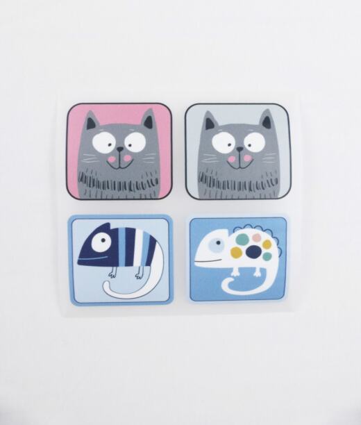 DTF Bügelbilder F5 - Label Cute Cats und Chamäleon (ca. 10,5 x 10cm)