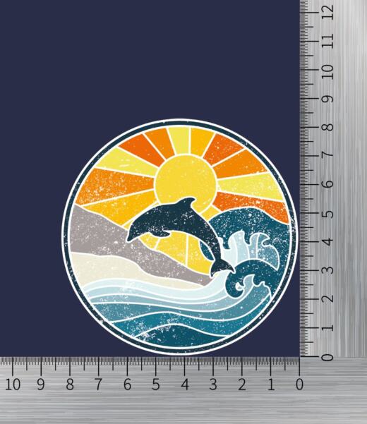DTF Bügelbild D12 - Delfin Button (ca. 8,5 x 8,5cm)