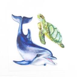 DTF Bügelbilder D10 - Tigerlilly EP - Meeresschildkröte und Delfin (ca. 12,5 x 13cm)