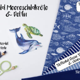 DTF Bügelbilder D10 - Meeresschildkröte und Delfin (ca. 12,5 x 13cm) – Bild 3