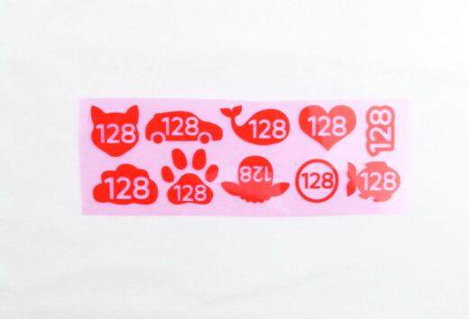 Größenlabel 128 neonrot