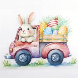 DTF Bügelbild F7 - Tigerlilly EP - Osterhase Transporter (ca. 13,5 x 18cm)
