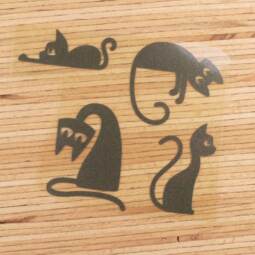 Bügelbilder E21 - schwarz reflektierend - Katzen klein (ca. 9 x 29cm) – Bild 3
