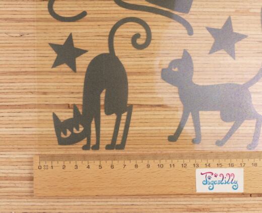 Bügelbilder E18  - schwarz reflektierend - Katzen groß