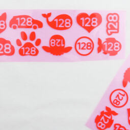 10 Größenlabel aus Flexfolie - Motive neonrot - Größenauswahl (nur noch 50, 56, 68 und 140) – Bild 2