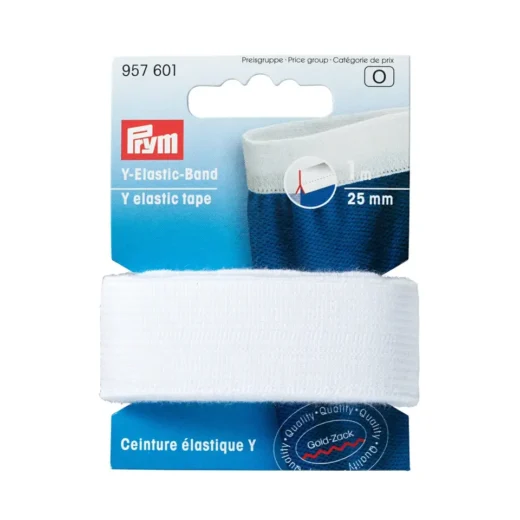 Prym -1m- Y-Elastic Gummiband - weiß 25mm (957 601)