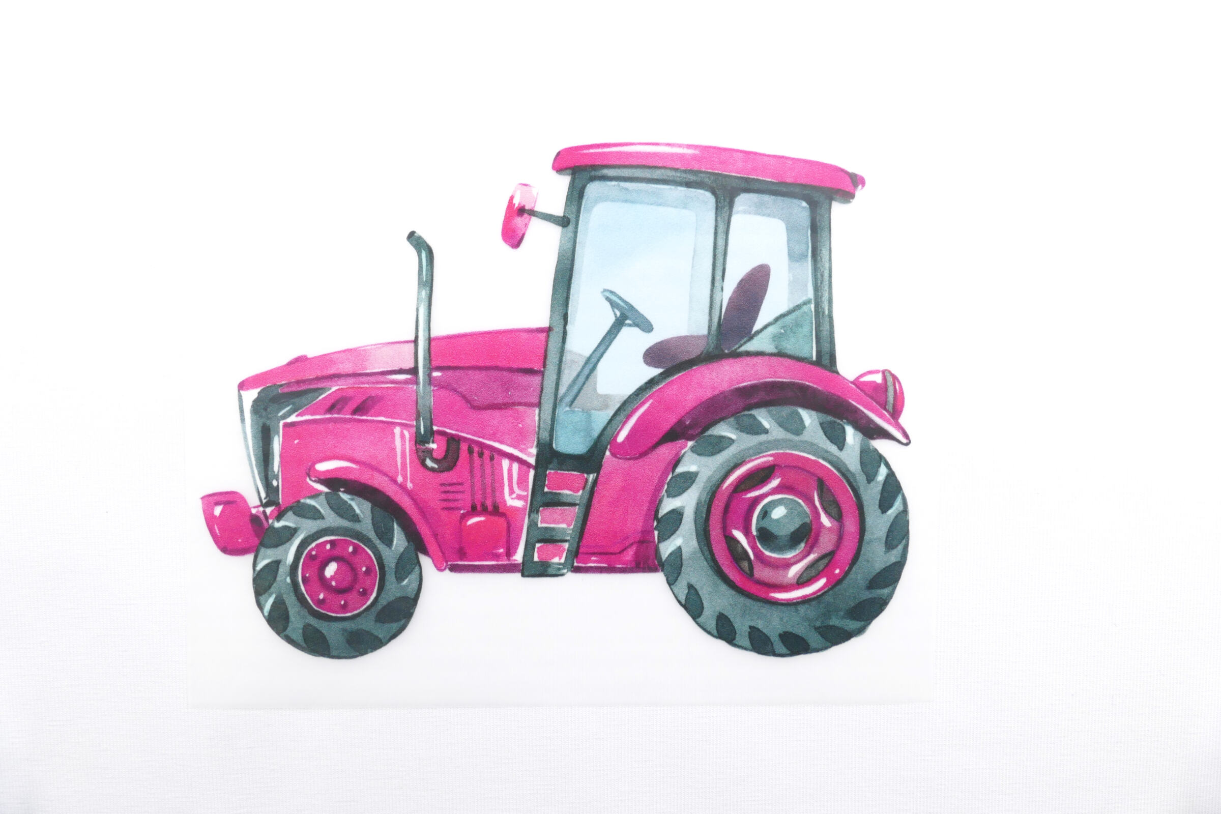 traktor bügelbild pink
