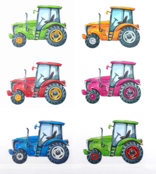 DTF Bügelbilder D4 - Traktor - blau (ca. 14 x 10cm)