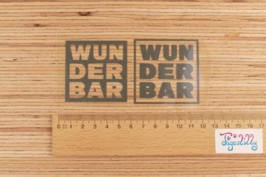 Bügelbilder E6 - schwarz reflektierend - "WUNDERBAR" (ca. 5,5 x 11,5cm)