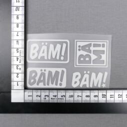 Bügelbilder H10 - silber reflektierend - "Bäm!" (ca. 6 x 10cm) – Bild 2