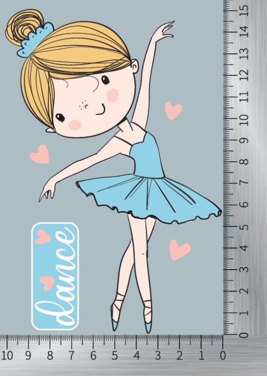 DTF Bügelbild F15 - Ballerina im blauem Tutu (ca. 10 x 15cm)