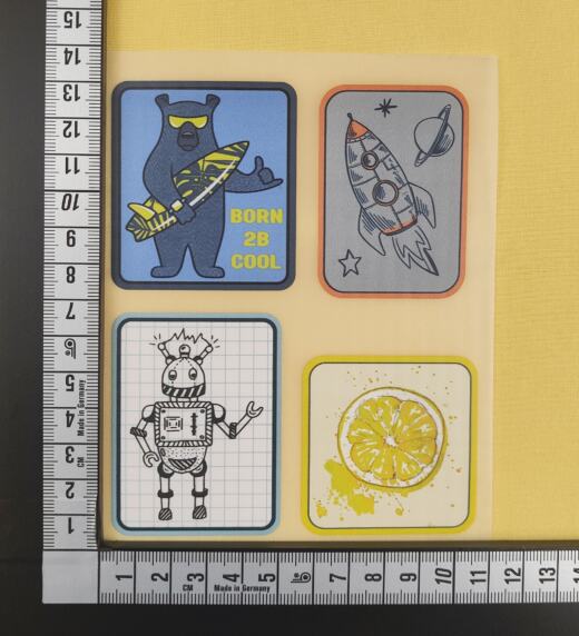 DTF Bügelbilder F2 - Coole Label (ca. 13 x 10,5cm)