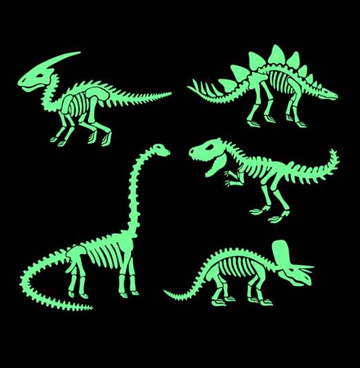 Bügelbild - fünf Dinosaurier Skelette (ca. 35 x 43cm) - Folienauswahl