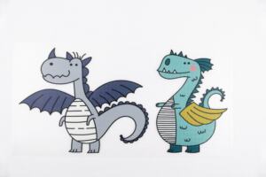 DTF Bügelbilder G19 - Zwei Drachen grau & mint (ca. 13,5 x 26,5cm)
