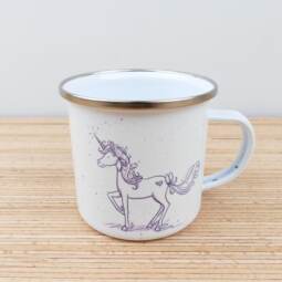 Ein Emaillebecher 300ml - Tigerlilly EP - Fabella Einhorn mit Name