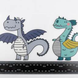 DTF Bügelbilder G19 - Tigerlilly EP - Zwei Drachen grau & mint (ca. 13,5 x 26,5cm) – Bild 2