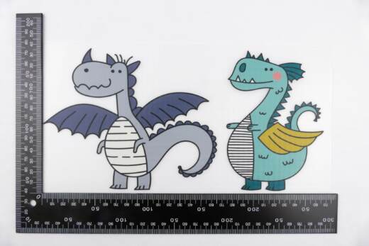 DTF Bügelbilder G19 - Tigerlilly EP - Zwei Drachen grau & mint (ca. 13,5 x 26,5cm)