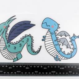 DTF Bügelbilder I1 - Tigerlilly EP - Zwei Drachen mint & hellblau (ca. 13,5 x 28cm) – Bild 2