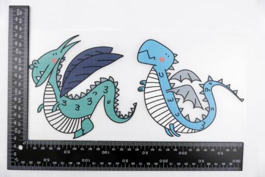 DTF Bügelbilder I1 - Tigerlilly EP - Zwei Drachen mint & hellblau (ca. 13,5 x 28cm)