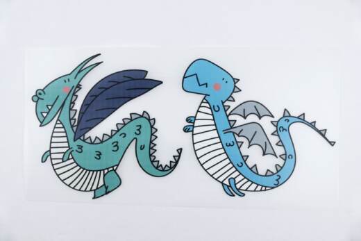 DTF Bügelbilder I1 - Tigerlilly EP - Zwei Drachen mint & hellblau (ca. 13,5 x 28cm)