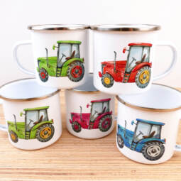 Ein Emaillebecher 300ml - Tigerlilly EP - Traktor - Farbauswahl