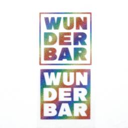 Bügelbilder H2 - Regenbogen glitzernd - "WUNDERBAR" (ca. 11,5 x 5,5cm)