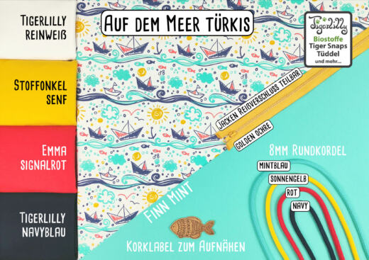 Biojersey - Tigerlilly - Auf dem Meer türkis