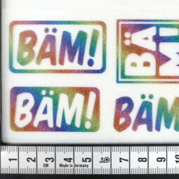 Bügelbilder  H14 - Regenbogen glitzernd - "BÄM!" (ca. 7 x 11cm) – Bild 2
