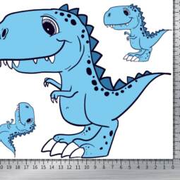 DTF Bügelbilder I19 - Tigerlilly EP - Drei Dinosaurier blau (ca. 21 x 18cm)