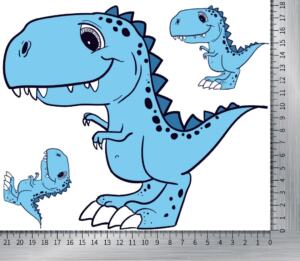DTF Bügelbilder I19 - Drei Dinosaurier blau (ca. 21 x 18cm)