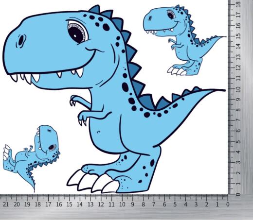 DTF Bügelbilder I19 - Drei Dinosaurier blau (ca. 21 x 18cm)