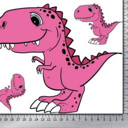 DTF Bügelbilder I18 - Tigerlilly EP - Drei Dinosaurier pink (ca. 21 x 18cm)