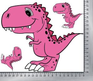 DTF Bügelbilder I18 - Drei Dinosaurier pink (ca. 21 x 18cm)