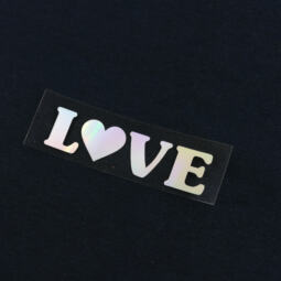 Bügelbild H16 - holografisch - "Love" mit Herz klein (ca. 2,5 x 7cm) – Bild 3