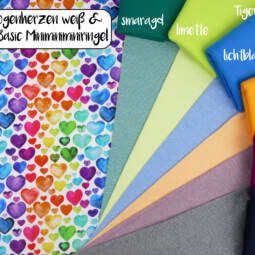Biojersey (100% Baumwolle) - Tigerlilly EP - Regenbogenherzen weiß – Bild 7