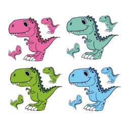 DTF Bügelbilder I20 - Tigerlilly EP - Drei Dinosaurier mint (ca. 21 x 18cm) – Bild 2