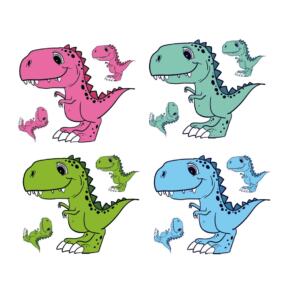 DTF Bügelbilder I18 - Drei Dinosaurier pink (ca. 21 x 18cm)